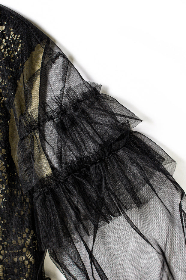 Tulle Layered Lace Top Black