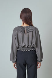 Frill Collar Blouse Charcoal Gray