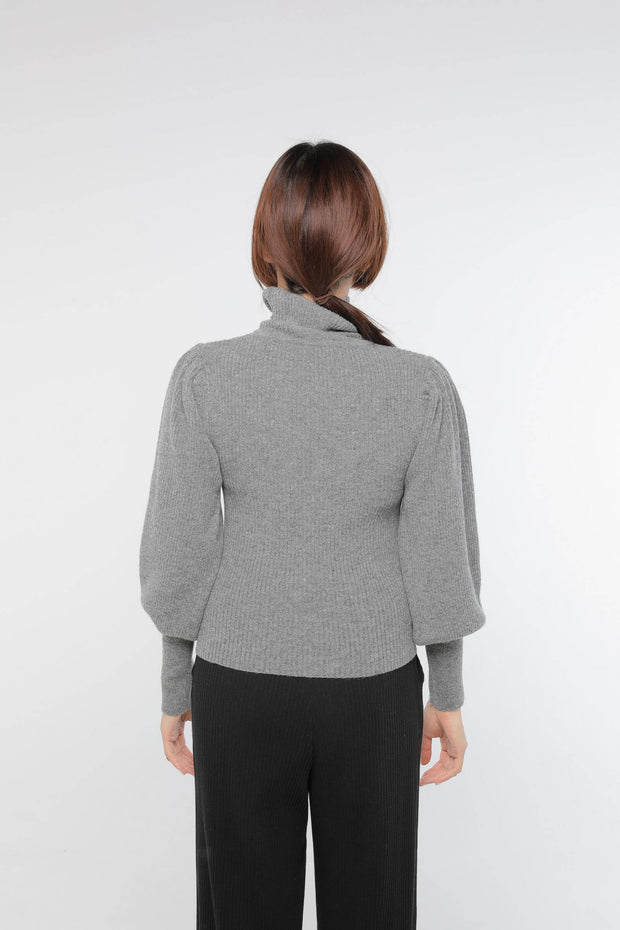 Cashmere puff sleeve Charcoal Gray