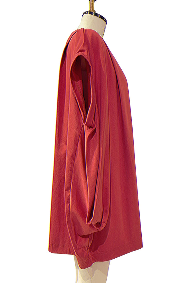 Side Drape Jersey  Tunic Red